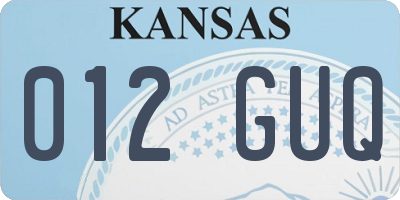 KS license plate 012GUQ