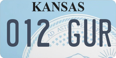 KS license plate 012GUR