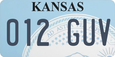 KS license plate 012GUV