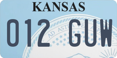 KS license plate 012GUW