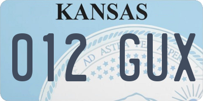 KS license plate 012GUX