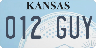 KS license plate 012GUY