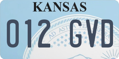KS license plate 012GVD