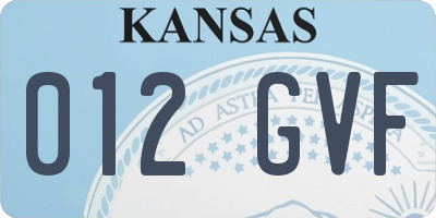 KS license plate 012GVF