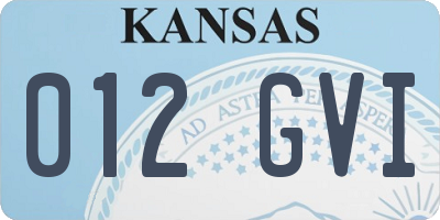 KS license plate 012GVI