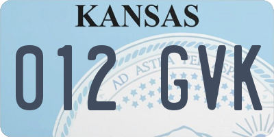 KS license plate 012GVK