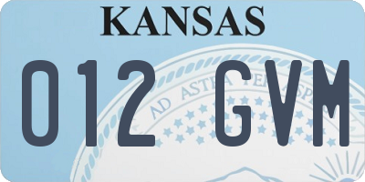 KS license plate 012GVM