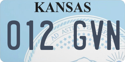KS license plate 012GVN