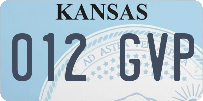 KS license plate 012GVP