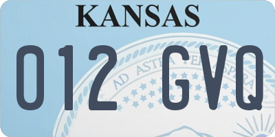 KS license plate 012GVQ