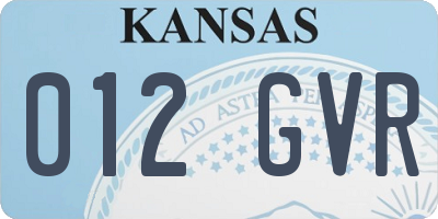 KS license plate 012GVR