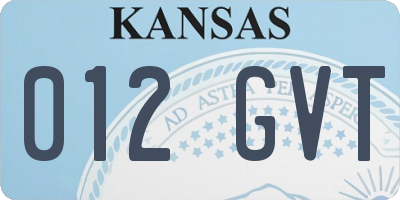 KS license plate 012GVT
