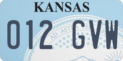 KS license plate 012GVW