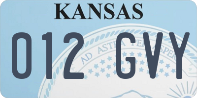 KS license plate 012GVY