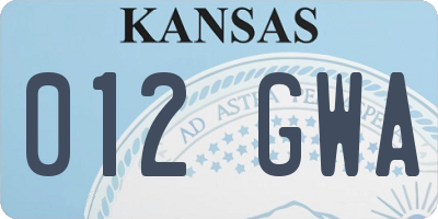 KS license plate 012GWA