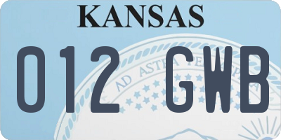 KS license plate 012GWB