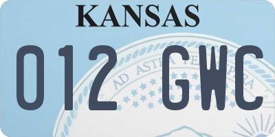KS license plate 012GWC