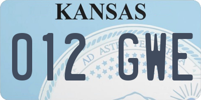 KS license plate 012GWE
