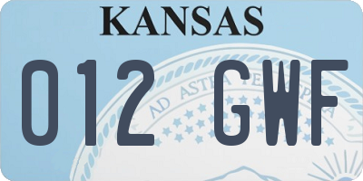 KS license plate 012GWF