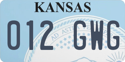 KS license plate 012GWG