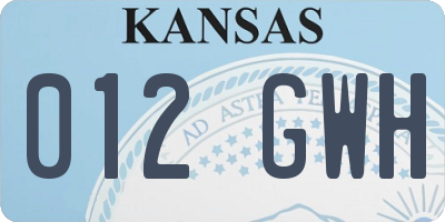 KS license plate 012GWH