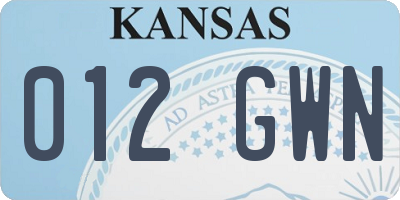 KS license plate 012GWN