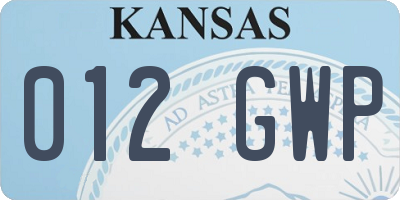 KS license plate 012GWP