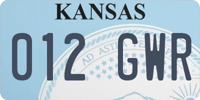 KS license plate 012GWR