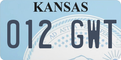 KS license plate 012GWT