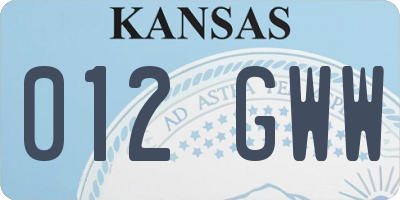 KS license plate 012GWW
