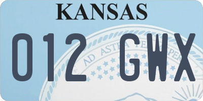 KS license plate 012GWX