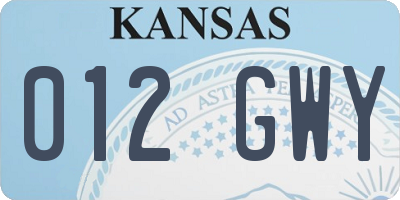 KS license plate 012GWY