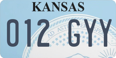 KS license plate 012GYY