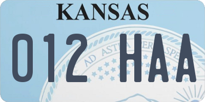 KS license plate 012HAA