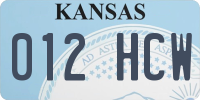 KS license plate 012HCW