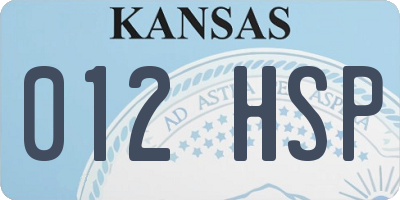 KS license plate 012HSP