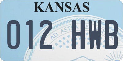 KS license plate 012HWB