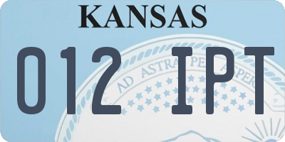 KS license plate 012IPT