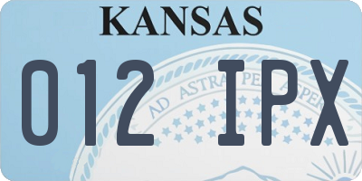 KS license plate 012IPX