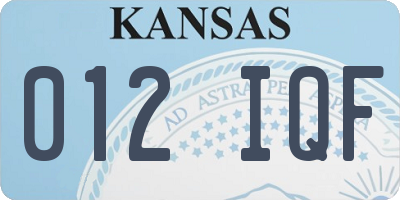 KS license plate 012IQF