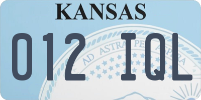 KS license plate 012IQL
