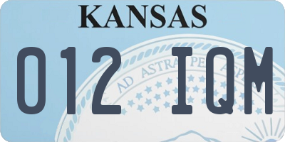 KS license plate 012IQM