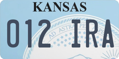 KS license plate 012IRA