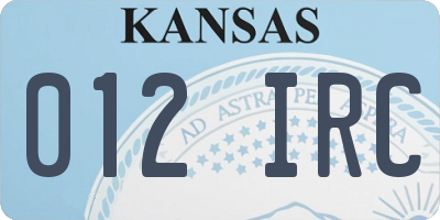 KS license plate 012IRC