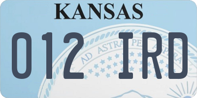 KS license plate 012IRD
