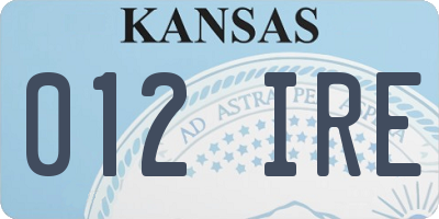 KS license plate 012IRE