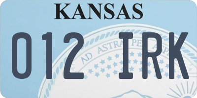 KS license plate 012IRK
