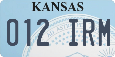 KS license plate 012IRM