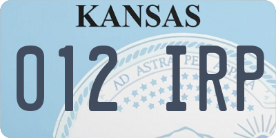KS license plate 012IRP