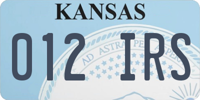 KS license plate 012IRS